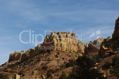 Red sandstone, yellow and white rocks and towers on Burr Trail Road, Utah