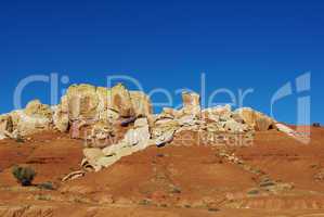 Red and white rocks under intense blue sky, Utah