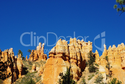 Rock towers and blue sky, Bryce Canyon National Park, Utah