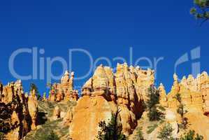 Rock towers and blue sky, Bryce Canyon National Park, Utah