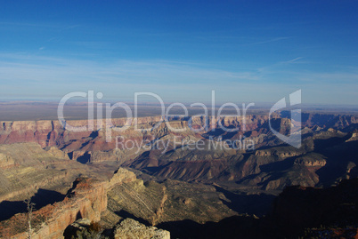 Wide view on desert and canyons from Grand Canyon North Rim, Arizona