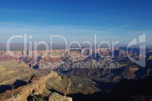 Wide view on desert and canyons from Grand Canyon North Rim, Arizona