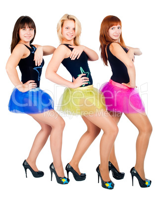 Three pretty girls dancing