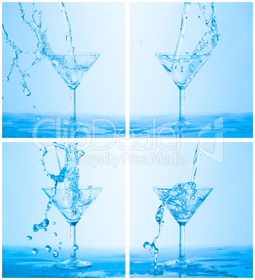 Collage of Water Splashing in a Wineglass