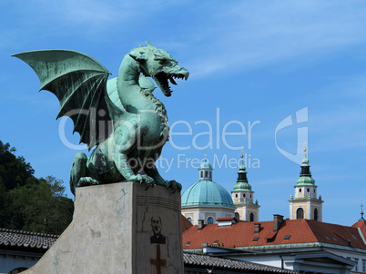 Green dragon in capital city Ljubljana, Slovenia