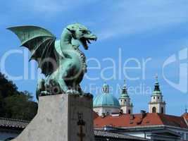 Green dragon in capital city Ljubljana, Slovenia