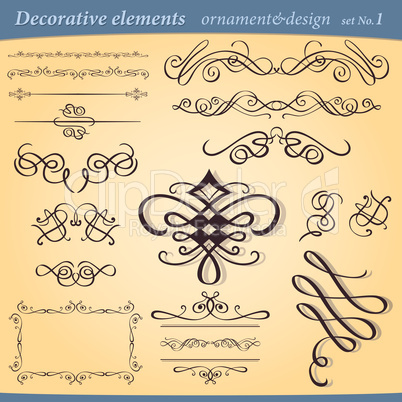 Set of decorative ornament elements