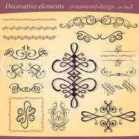Set of decorative ornament elements