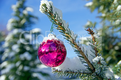 christmas ball snow