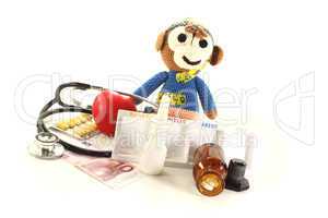 Kinderarzt mit Affen und Stethoskop