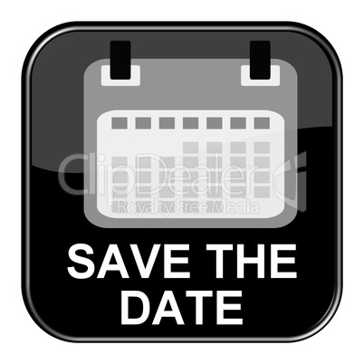 Glossy Button schwarz - Kalender: Save The Date