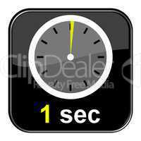 Glossy Button schwarz - Uhr: 1 Sekunde