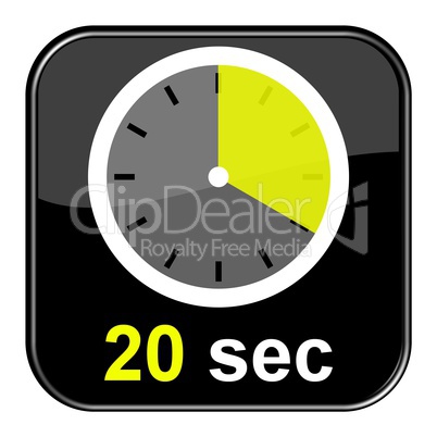 Glossy Button schwarz - Uhr: 20 Sekunden