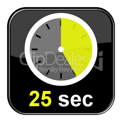 Glossy Button schwarz - Uhr: 25 Sekunden