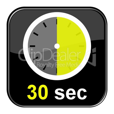 Glossy Button schwarz - Uhr: 30 sekunden