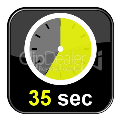 Glossy Button schwarz - Uhr: 35 Sekunden