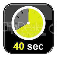 Glossy Button schwarz - Uhr: 40 sekunden
