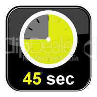 Glossy button schwarz - Uhr: 45 Sekunden