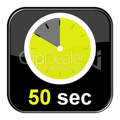 Glossy Button schwarz - Uhr: 50 Sekunden