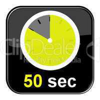 Glossy Button schwarz - Uhr: 50 Sekunden