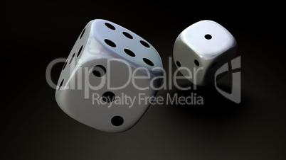 dice at black background closeup