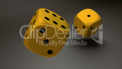 gold dice closeup