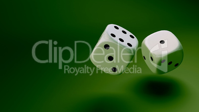 white dice at green background