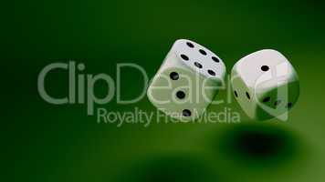 white dice at green background