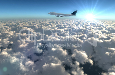 plane and sun flare