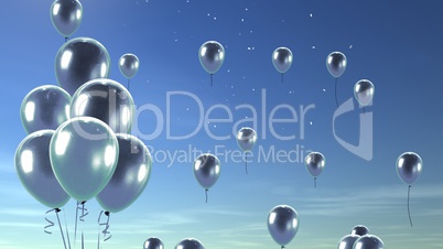 silver balloon in the sky background