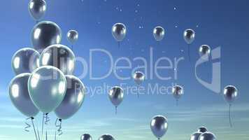 silver balloon in the sky background