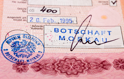 Visa passport stamp