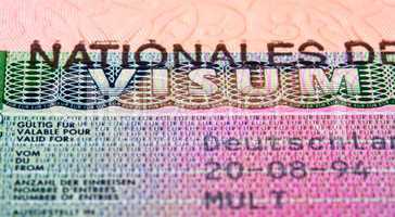 Schengen visa in passport