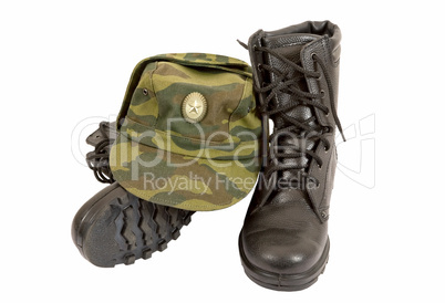 Army boots and cap