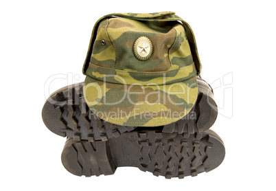 Army boots and cap