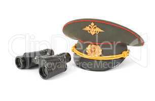 Russian army field binocular and Military Cap
