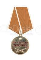 Russian medal on white background