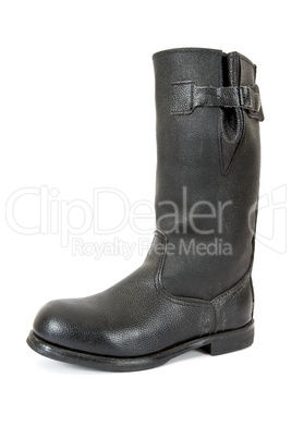 Black army boots on White background