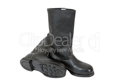 Black army boots on White background