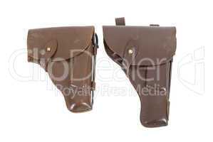 Two holsters on white background