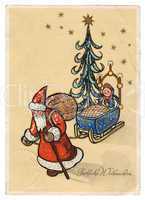 GDR - CIRCA 1956: Greeting Christmas Card printed in the East Ge