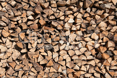 Stack of firewood, closeup