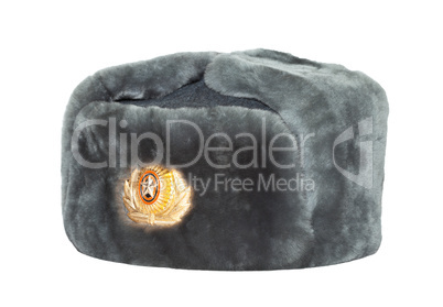 Russian winter army hat isolated on white background