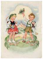GDR - CIRCA 1954: Retro postcard printed in the East Germany (GD