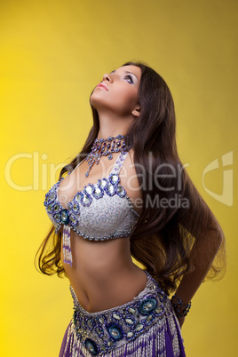 Beautiful oriental dancer with long hair