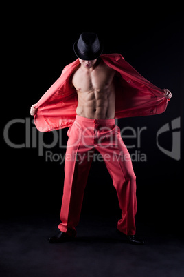 Sexy man in red suit