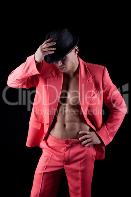 Sexy man in red suit