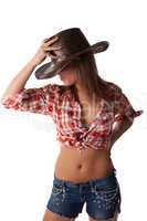 Blonde young woman in cowboy hat