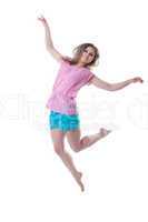 Happy young woman jumping