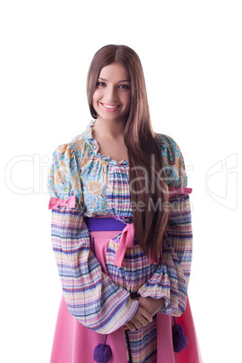 Pretty girl smile  - traditional russian costume